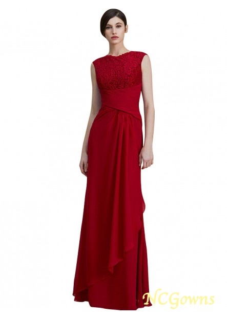Chiffon Fabric Jewel Floor-Length Natural Zipper Red Dresses