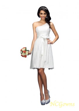 One-Shoulder Short Mini Lace Bowknot Lace Wedding Party Dresses