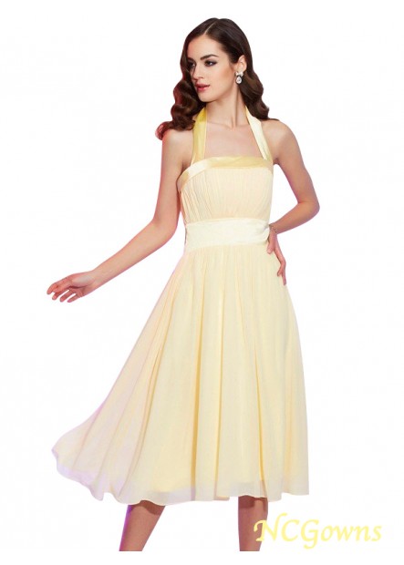 Ncgowns Pleats Other Halter Chiffon Knee-Length Wedding Party Dresses