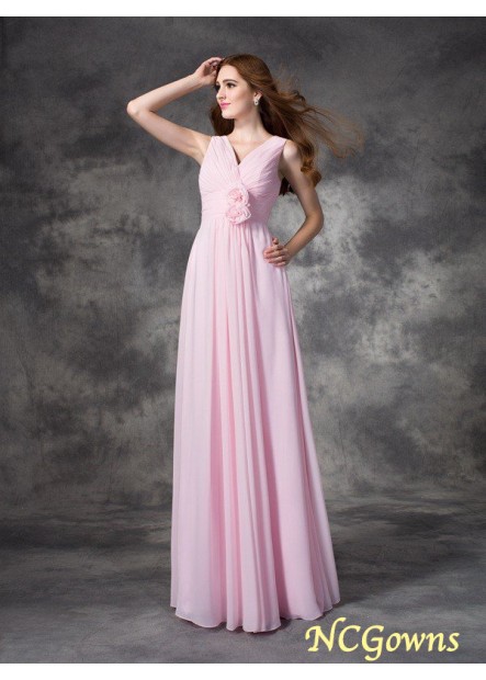 Zipper Sleeveless Sleeve V-Neck Neckline Hand-Made Flower Floor-Length Hemline Train Pink Dresses