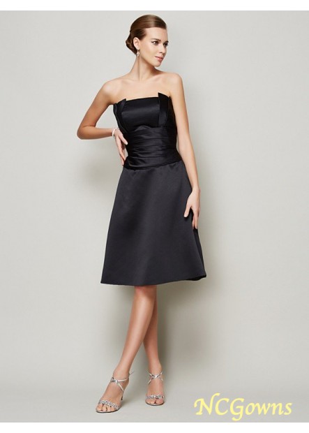 Ncgowns Zipper Back Style Strapless A-Line Princess Pleats Embellishment Natural Short Dresses