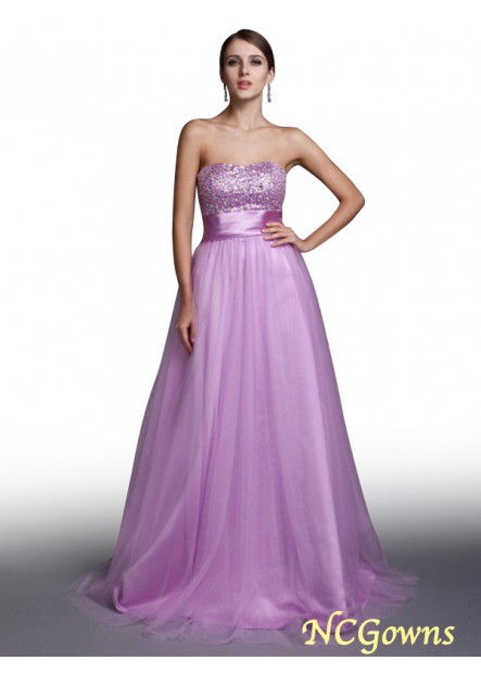 A-Line Princess Floor-Length Net Pink Dresses