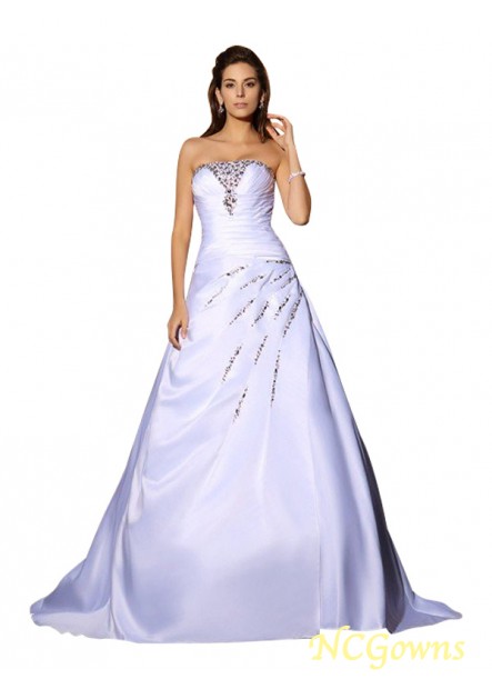 Satin Fabric Chapel Train Lace Up Back Style Sleeveless Strapless Empire Luxury Wedding Dresses
