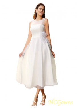 Empire Waist Zipper Back Style A-Line Princess Sleeveless Satin Bateau 2023 Wedding Dresses