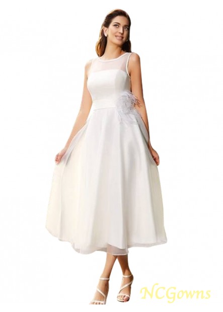 Empire Waist Zipper Back Style A-Line Princess Sleeveless Satin Bateau 2023 Wedding Dresses