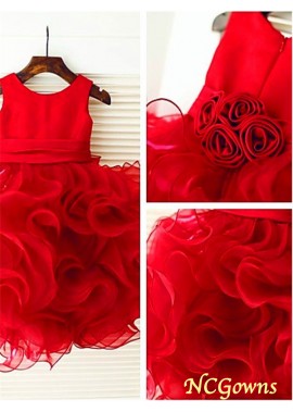 Ball Gown Silhouette Organza Fabric Natural Sleeveless Tea-Length Hemline Train Flower Girl Dresses T801524726351