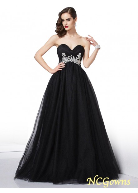 Ncgowns Floor-Length Hemline Train Sweetheart Net Ball Gown Black Dresses T801524709817