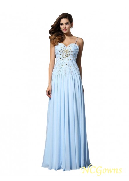 Beading Empire Waist Chiffon Fabric A-Line Princess Zipper Spaghetti Straps Neckline 2023 Prom Dresses