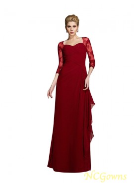 Chiffon Fabric Lace Sweetheart Sheath Column Red Dresses