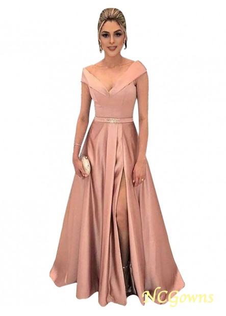 Natural Waist A-Line Princess Silhouette Off-The-Shoulder Neckline Long Prom Dresses