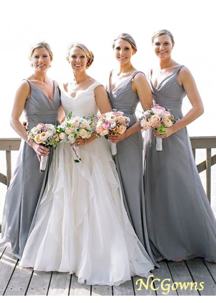 Ncgowns Floor-Length Chiffon Sleeveless Wedding Party Dresses