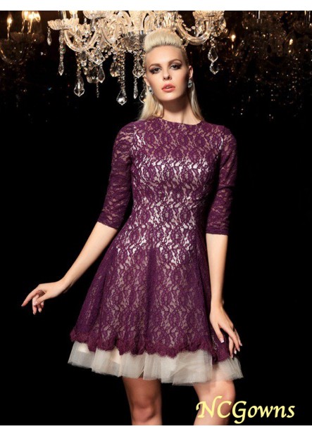 Sheer Neck Short Mini Hemline Train Lace Natural Lace 1 2 Sleeves Sleeve Party Dresses