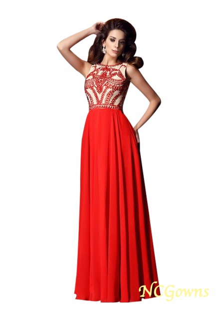 Scoop Neckline Chiffon Fabric Other Back Style Long Evening Dresses