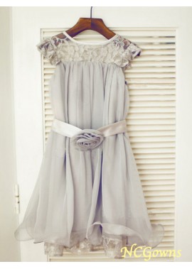 Sleeveless Sleeve Chiffon Floor-Length Hemline Train A-Line Princess Lace Natural Flower Girl Dresses