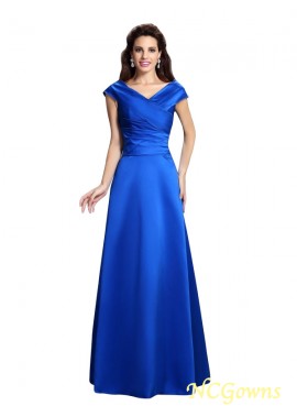 A-Line Princess Floor-Length Satin Formal Evening Dresses T801524713330