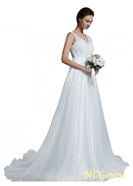 A-Line Princess Silhouette Floor-Length Hemline Train Sleeveless Beach Wedding Dresses