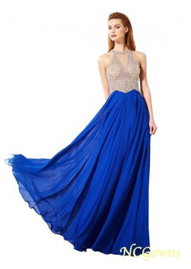 Ncgowns Natural Zipper Floor-Length Hemline Train Scoop Neckline Crystal A-Line Princess Long Prom Dresses