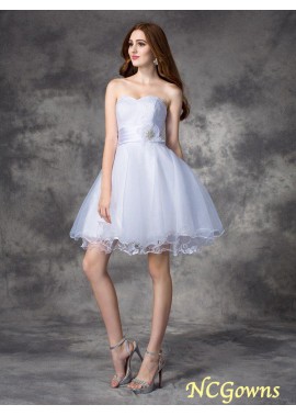 Empire Organza Ruffles Embellishment Short Mini White Dresses