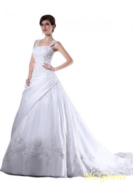 Sleeveless Sleeve Empire Waist Beading Applique Embellishment Strapless Satin Organza Wedding Dresses