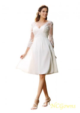 3 4 Sleeves Chiffon A-Line Princess Silhouette 2023 Wedding Dresses