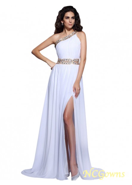 A-Line Princess One-Shoulder Beading Embellishment Floor-Length Natural 2023 Prom Dresses