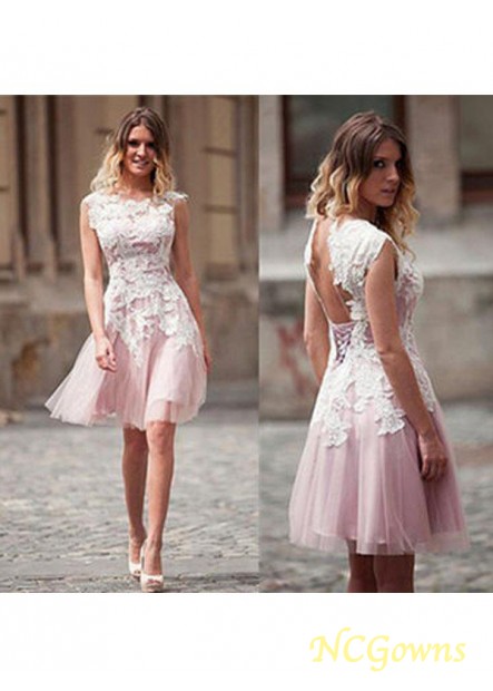 Sleeveless Short Mini Scoop Neckline Tulle Fabric Short Evening Dresses