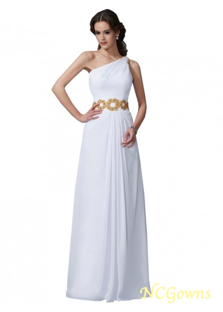 Sleeveless Sleeve Zipper Back Style One-Shoulder Sheath Column Chiffon Fabric Long Evening Dresses
