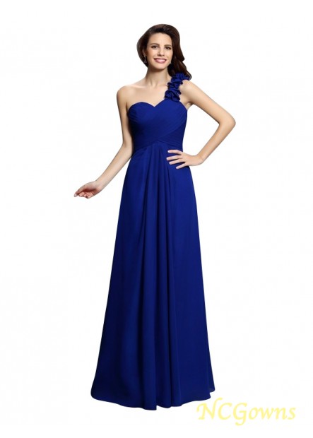 Floor-Length Zipper One-Shoulder Empire Sleeveless Sleeve Royal Blue Dresses