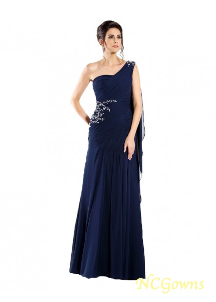 Floor-Length Chiffon One-Shoulder Wedding Party Mother Dresses