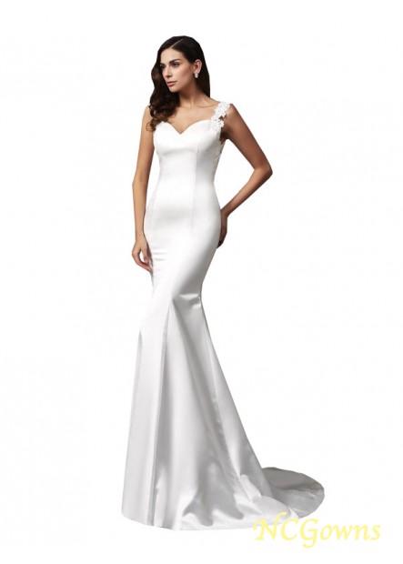 Natural Sleeveless Trumpet Mermaid Straps Neckline Other Back Style Satin Beading 2023 Wedding Dresses