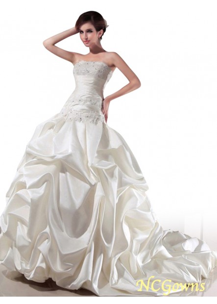 Ball Gown Sleeveless Chapel Train Beading Applique Wedding Dresses