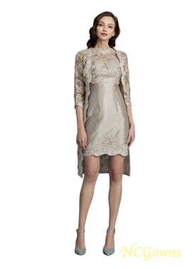 Natural Applique Scoop Knee-Length Sheath Column Silhouette Mother Of The Bride Dresses