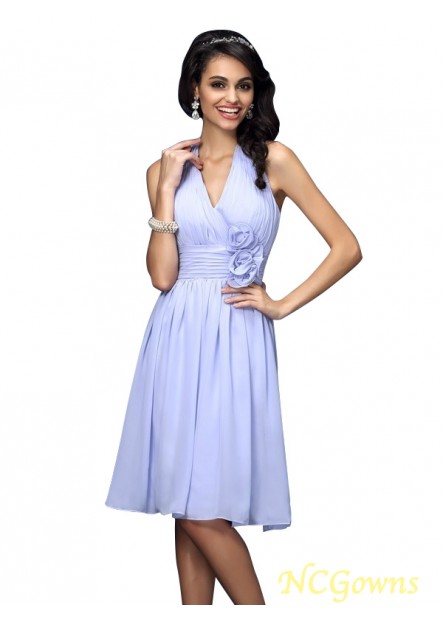 Ncgowns Halter Neckline Sleeveless Natural A-Line Princess Zipper Short Dresses