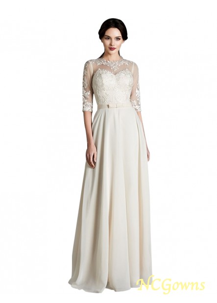 Floor-Length A-Line Princess Silhouette Other 1 2 Sleeves Chiffon Fabric 2023 Wedding Dresses