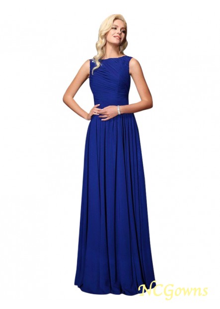 Floor-Length Natural A-Line Princess Chiffon Zipper Back Style Royal Blue Dresses