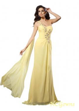 Chiffon Beading Embellishment Natural One-Shoulder A-Line Princess Silhouette 2023 Formal Dresses