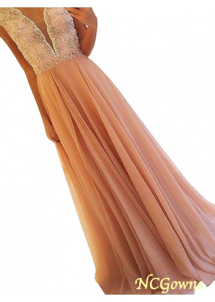 Floor-Length Natural A-Line Princess Sleeveless Sleeve Chiffon Prom Dresses
