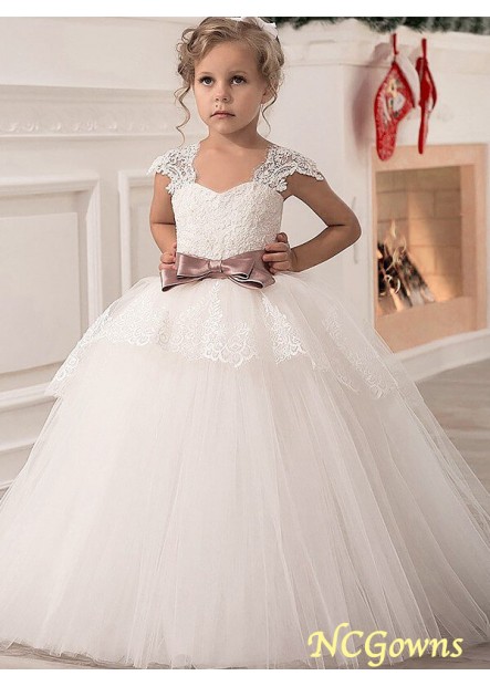 Floor-Length Tulle Fabric Other Ball Gown Natural Flower Girl Dresses