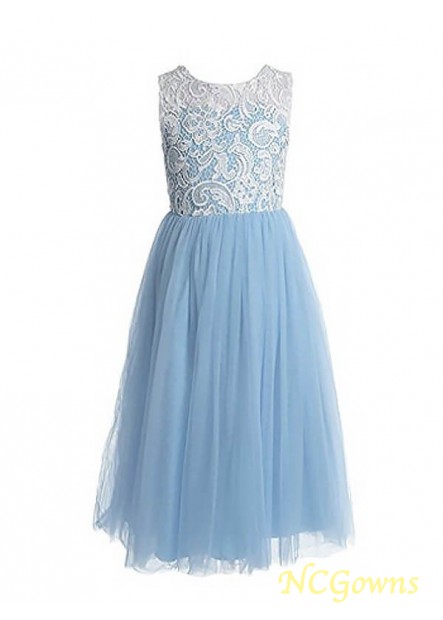 Ncgowns Sleeveless Floor-Length Other Natural Tulle Lace Flower Girl Dresses