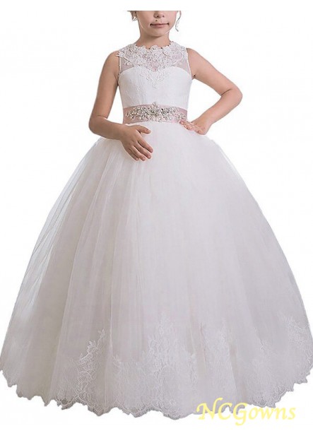 Ball Gown Silhouette Tulle Fabric Flower Girl Dresses