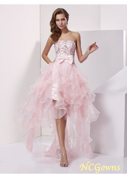 A-Line Princess Organza Fabric Sleeveless Short Prom Dresses