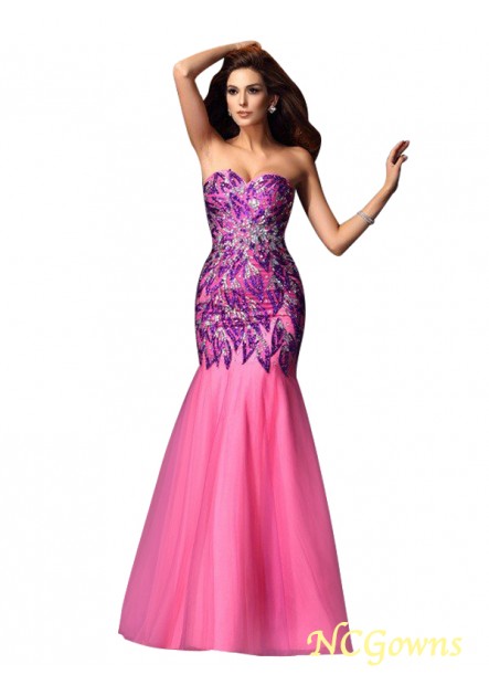 Floor-Length Trumpet Mermaid Silhouette Sweetheart Neckline Beading Embellishment Net Mermaid Prom Dresses
