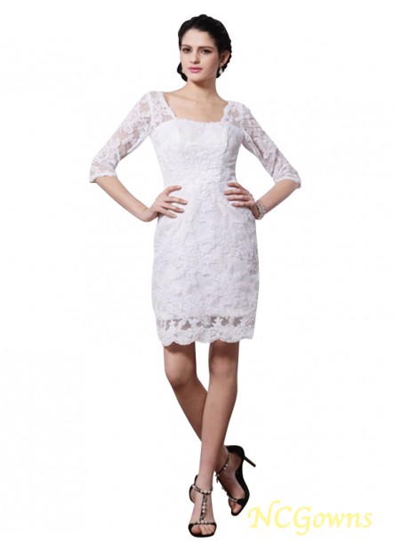 Backless Back Style Empire Lace Sheath Column Silhouette Short Wedding Dresses