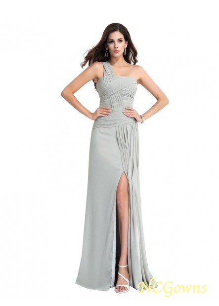 Ncgowns Chiffon One-Shoulder Zipper Back Style Sleeveless Sexy Evening Dresses