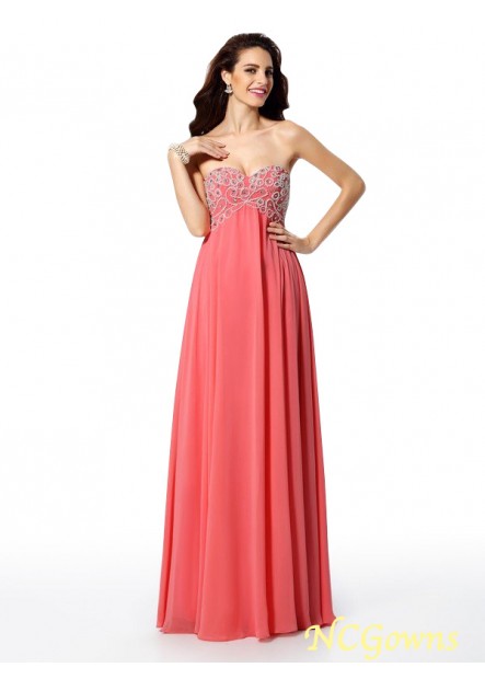 Chiffon Natural Sweetheart Neckline Floor-Length Hemline Train Sleeveless Sleeve Prom Dresses T801524708953
