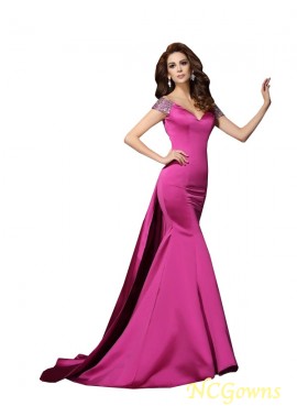 Ncgowns Satin Fabric Sleeveless Natural Trumpet Mermaid Silhouette Other Back Style Sexy Evening Dresses