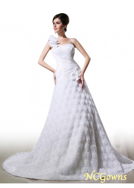 Hand-Made Flower Sleeveless Sleeve Lace Up Back Style A-Line Princess White Dresses