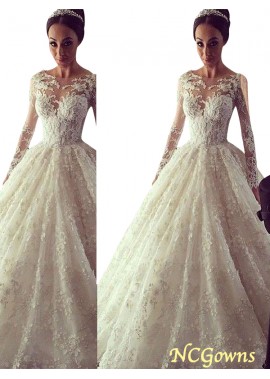 Court Train Hemline Train Ball Gown Natural Lace Wedding Dresses T801524714812