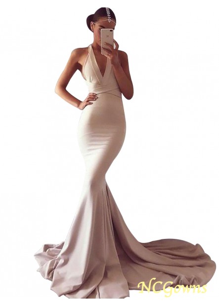 V-Neck Neckline Sleeveless Trumpet Mermaid Silhouette Other Back Style Natural Long Prom Dresses