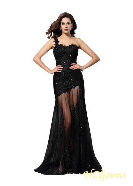 One-Shoulder Neckline Sheath Column Applique Embellishment Lace 2023 Prom Dresses